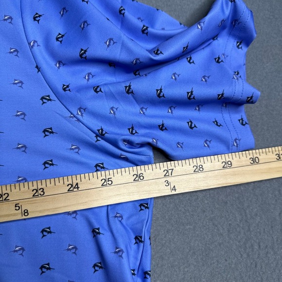 RLX Ralph Lauren Mens XL Blue Marlin Print Golf Polo Shirt Wicking Technology - Picture 3 of 9